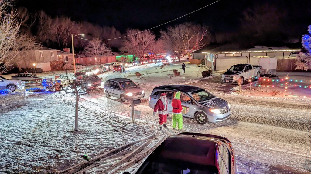 Georgetown Santas on a cold and snowy night, December 23, 2022